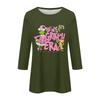 3/4 Sleeve Tops For Women T-Shirt Casual Christmas Print Tops T Shirt Round Neck Pullover Blouse
