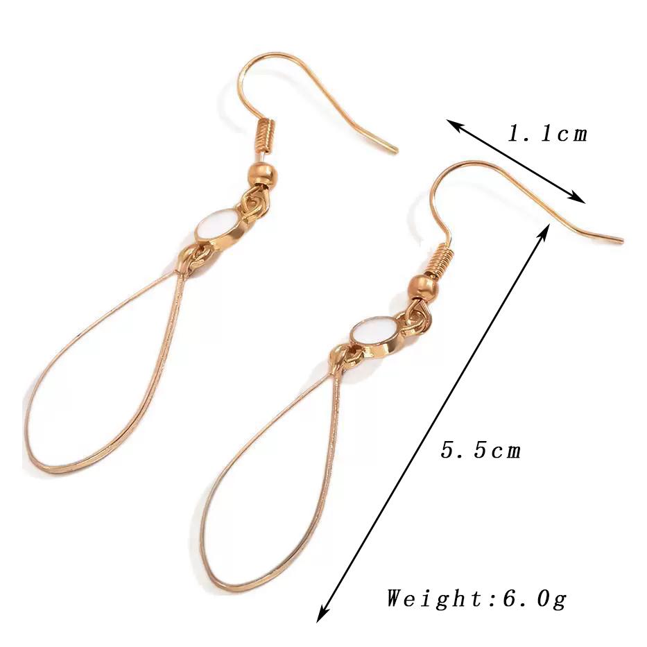 

Vintage Water Droplet Long Dangle Earrings for Women White Enamel Oil Bohemian Geometric Drop Earrings Party Trendy Zircon Gift