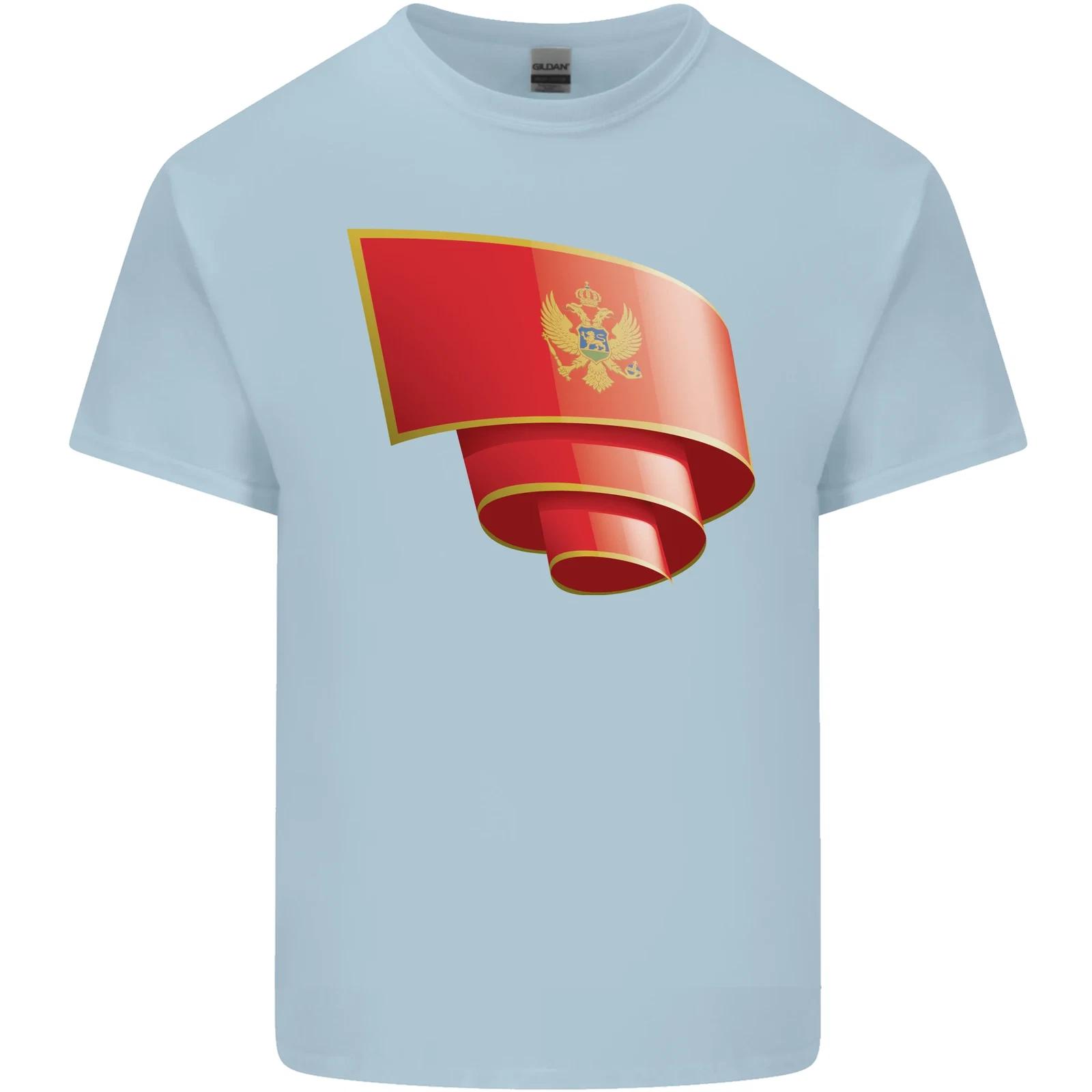 Curled Montenegro Flag Montenegrin Day Football Kids T-Shirt Childrens 3XL