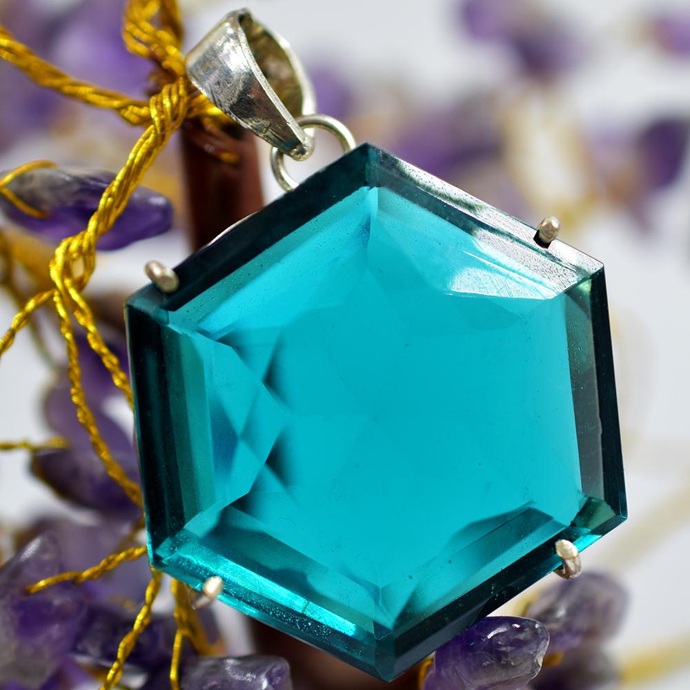 

Natural Blue Topaz Pendant Fancy Shape 118.90 Ct Loose Gemstone CERTIFIED my-320-k