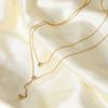 Stainless Steel Double Layer Y Shape Chain Zircon Pendant Necklace For Women Statement Choker Necklace