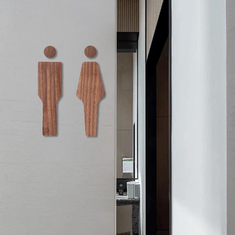 Bathroom Decoration Bathroom Sign Solid Wood Men's And Women's Toilet Sign Home Bathroom Wall Decor Restroom Sign WC Door Plate