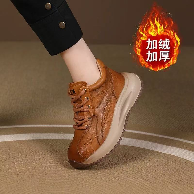 2026 Thick Soled Retro Versatile Casual Shoes Soft Soled with Velvet Forrest Gump Shoes Women's Autumn/Winter New Collection