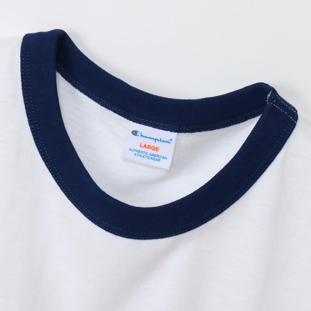 Short Round Xylitol Graphic Short Sleeve Ringer White [Champion] T-Shirt, Sleeve, Neck, 100% Cotton, Treatment, Print, T-Shirt, Men's Casual, C3-Z335