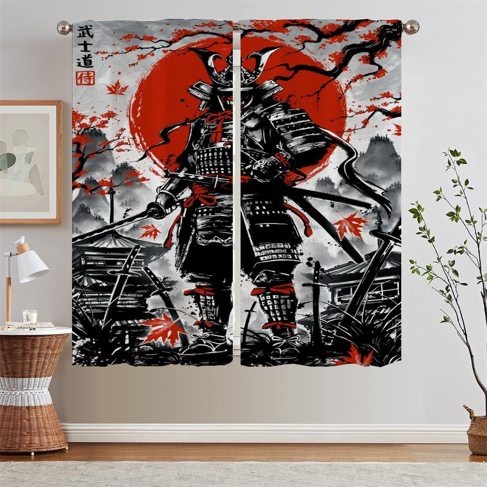 Japanese Samurai Cheap Things With Free Shipping for Home Interior Curtains for Living Room Blind Cover Curtain Tiebacks Blinds