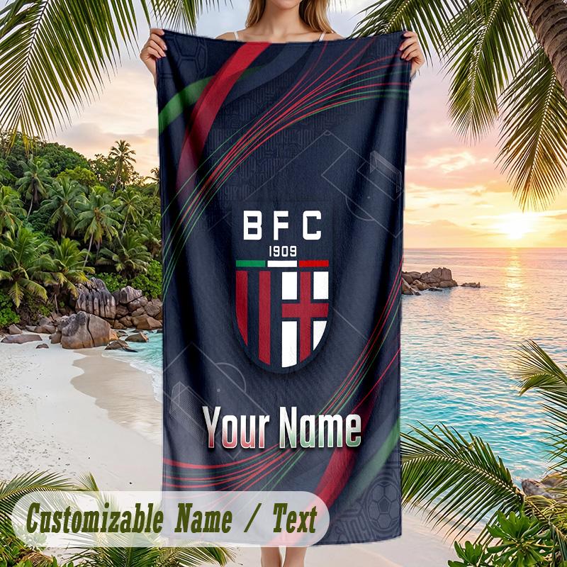 Beach Towel Bologna FC Print Custom Name Text Soft Towel for Swimming Pool