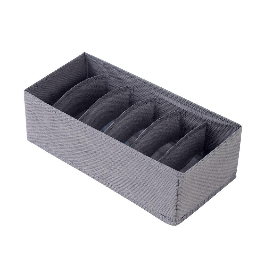 Foldable Underwear & Socks Storage Box with Dividers - Wardrobe Organizer for Bras and Panties.