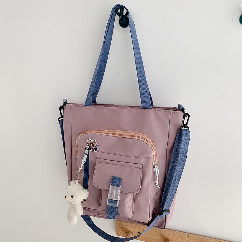 Large-capacity student tutoring bag New women's bag Sweet contrasting color shoulder messenger bag