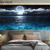Starry Sky Moon Landscape Tapestry Room Aesthetic  Wall Hanging Art Background Cloth Bedroom Dormitory Home Decoration