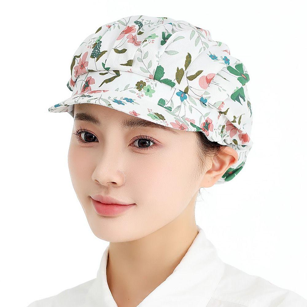 Cotton Chef Cap Flowers Potištěná hygienická čepice Prodyšná pracovní čelenka Kitchen