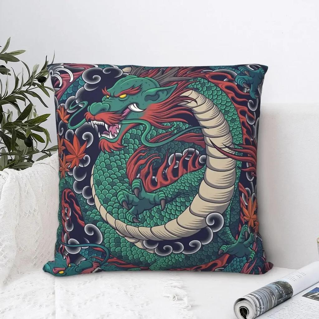 The Mythical Dragon Pattern Polyester Cushion Cover Culture For Bedroom Chair Decorative Soft Hug Pillowcase