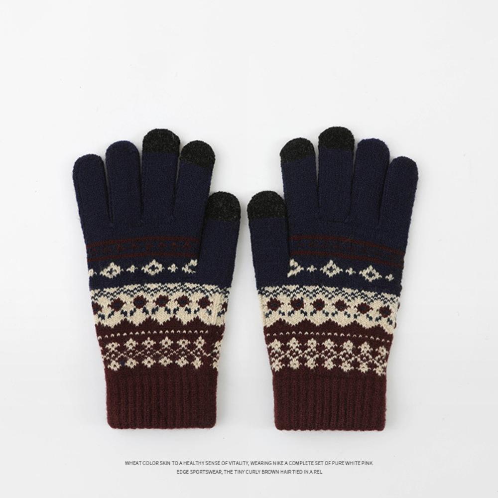 Thick Ethnic Style Gloves Driving Gloves Jacquard Gloves Warm Men Wool Mittens Student