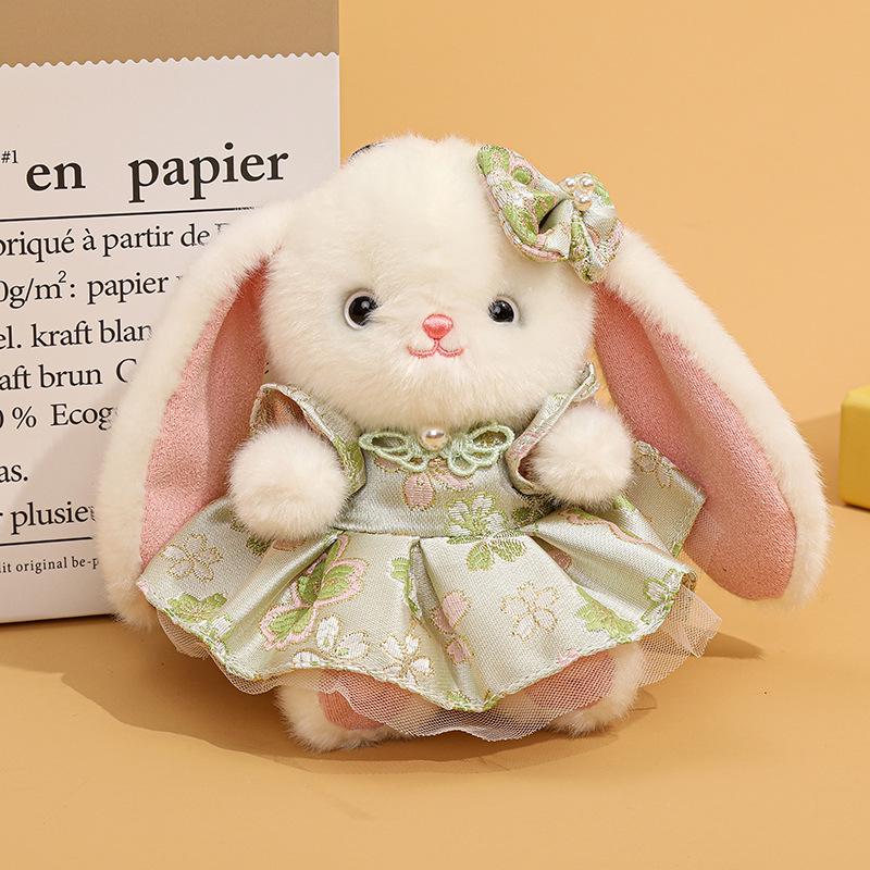 Floral Skirt Rabbit Plush Keychain Doll Ornament