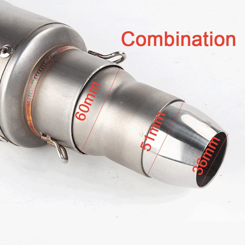 60mm to 51mm to 36mm Motorcycle Exhaust Muffler Adapter Welding Head Mild Steel Convertor Adapter Reducer Connector Pipe Tube