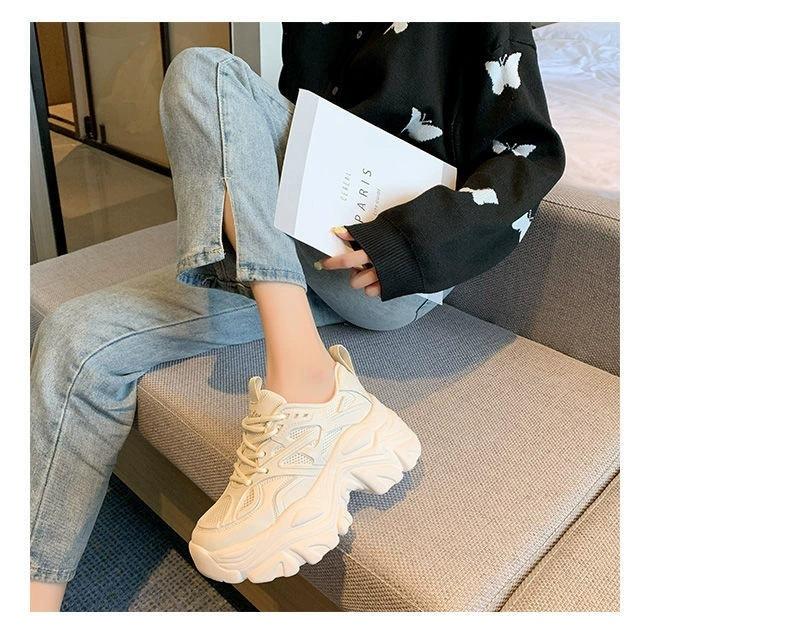 Fried Street Daddy Shoes Winter 22 Spring and Autumn New Ins Tide Thick Bottom Breathable Height Niche Sports