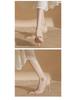 Zyp-LQ Women's Stiletto Pointed Toe Heels, Microfiber Leather, Chain Buckle, Sizes 31-44