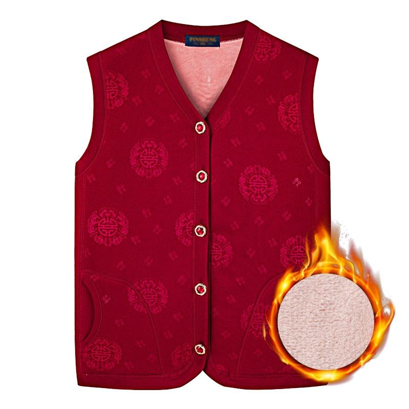 

Vest women s thermal vest velvet thickened vest old lady autumn and winter bottom vest 4XL (recommended 140-80kg) червоний