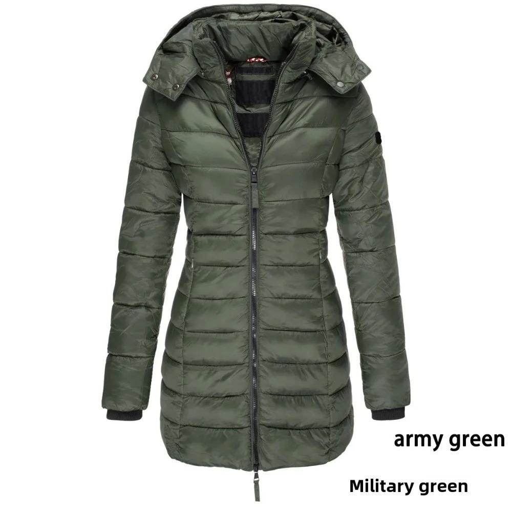 Damen Winter Baumwolljacke Slim Fit Daunen-Baumwollmantel Warme Oberbekleidung Langarm Modisch Mittellang
