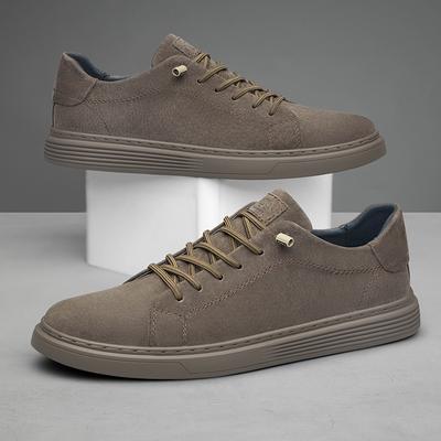 Fashion High Quality Brown Suede Leather Shoes Men's Casual Shoes Women's Jogging Shoes Lace Up Soft Sole Sports Shoes Big Size: 36-47