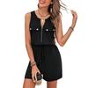 Women'S Overalls With Elegant Spring And Summer Temperament, Solid Color Sleeveless Camisole Vest, Short Jumpsuit Pants
