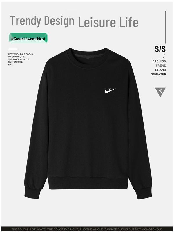 Sweat à capuche à manches longues et col rond en tissu éponge pour homme - Printemps/Automne 2024