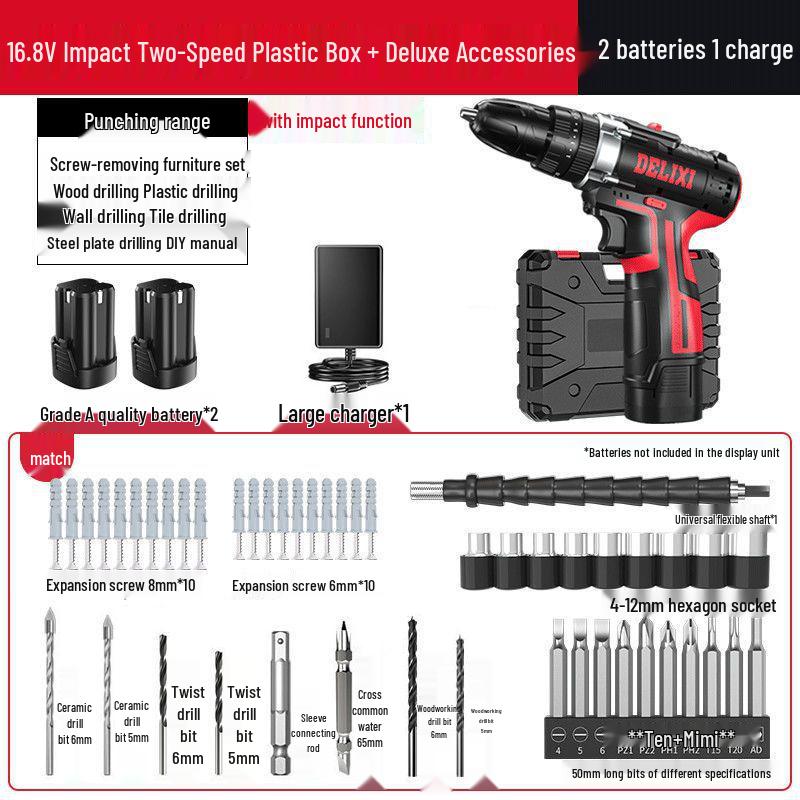 Delixi Lithium Rechargeable Multifunctional Hand Drill & Electric Screwdriver Tool