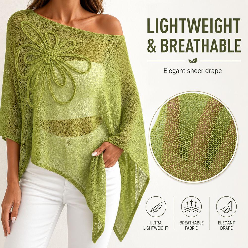 Off Shoulder Poncho Tops Sheer Design Crochet Poncho Stylish Sheer Top  Beach Wear