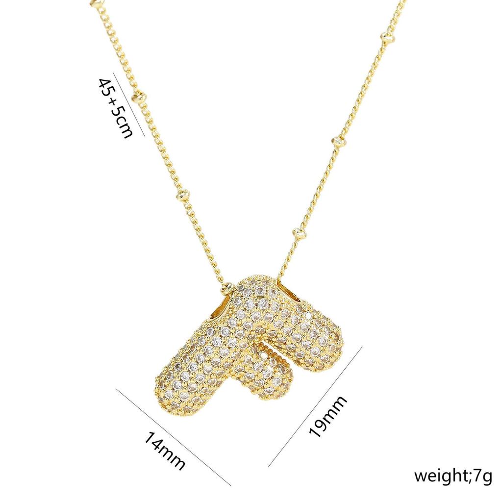 Elegante Collana con Ciondolo Alfabeto in Oro 18 Carati Placcato Zircone