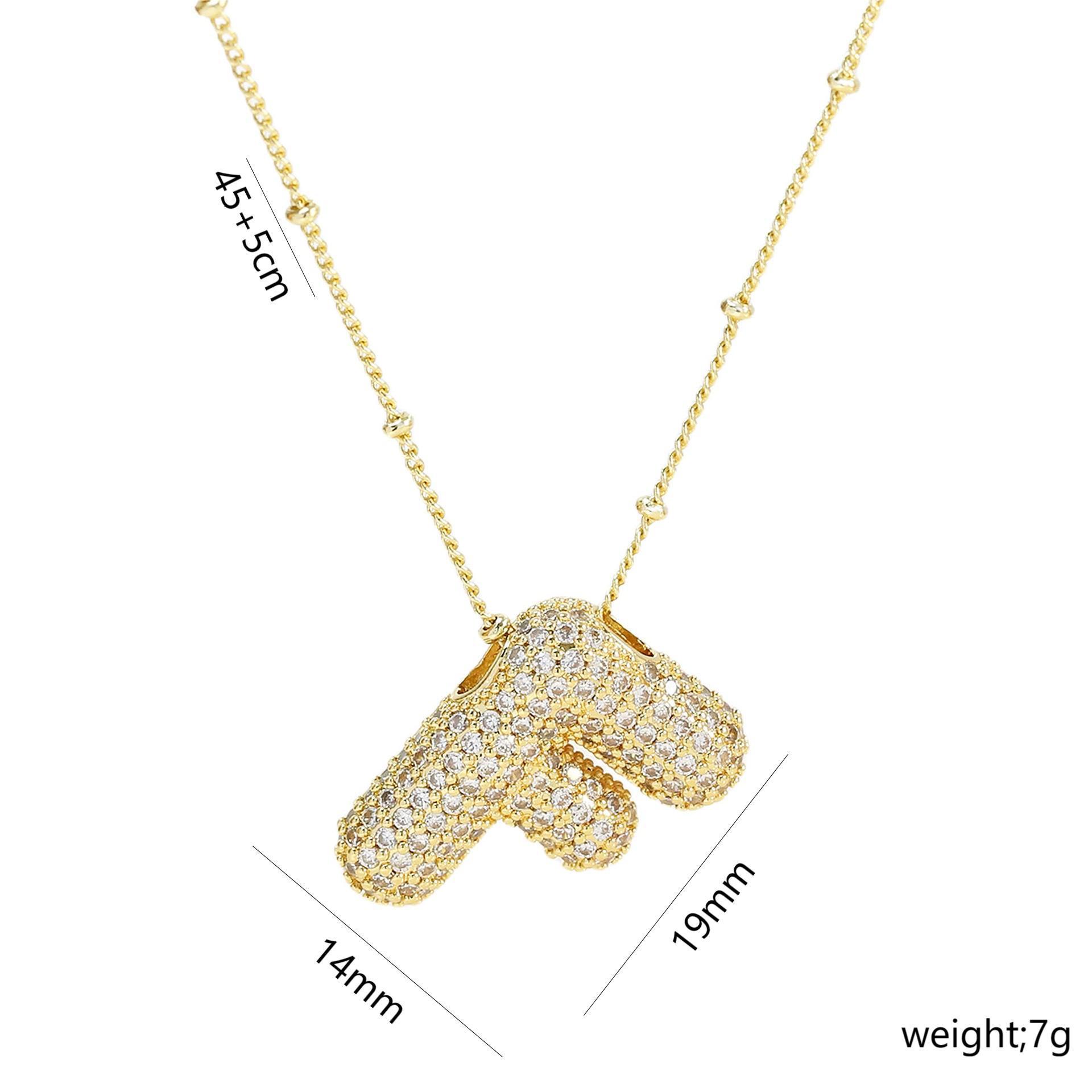 Elegant 18K Gold-Plated Zircon Alphabet Pendant Necklace