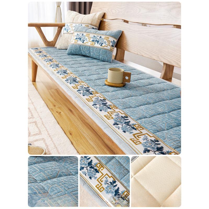 Chenille Sofa Cushion Autumn and Winter Solid Wood Cushion Non-slip Cover High-grade Mahogany Sofa Cover