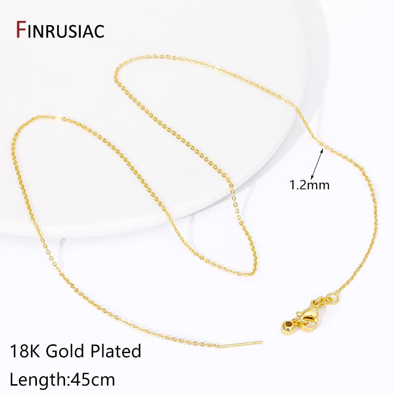 

1.2mm 18K Gold Plated Brass O shape Cable Chain Necklace,45cm Choker Chains For DIY Necklace Making Accessories Wholesale 1 piece