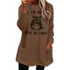 Autumn/Winter Women's European & American Printed Casual Loose Round Neck Long Sleeve Plush Hoodie with Pockets