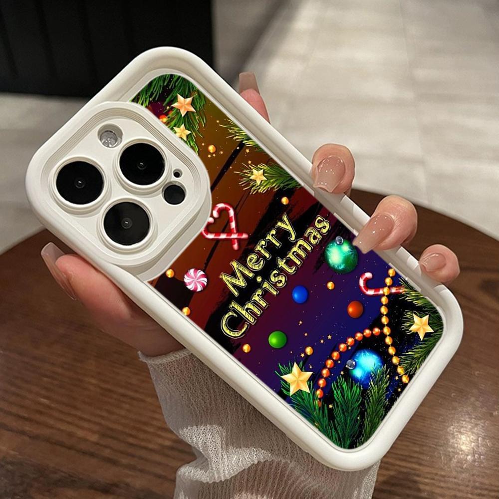 Ae119 Merry Christmas Santa art design Phone Cases for iPhone 16 14 13 11 Pro Max 15 7 8 6 Plus 12 mini XR XS Max SE Angel Eye Ladder Protective Cover