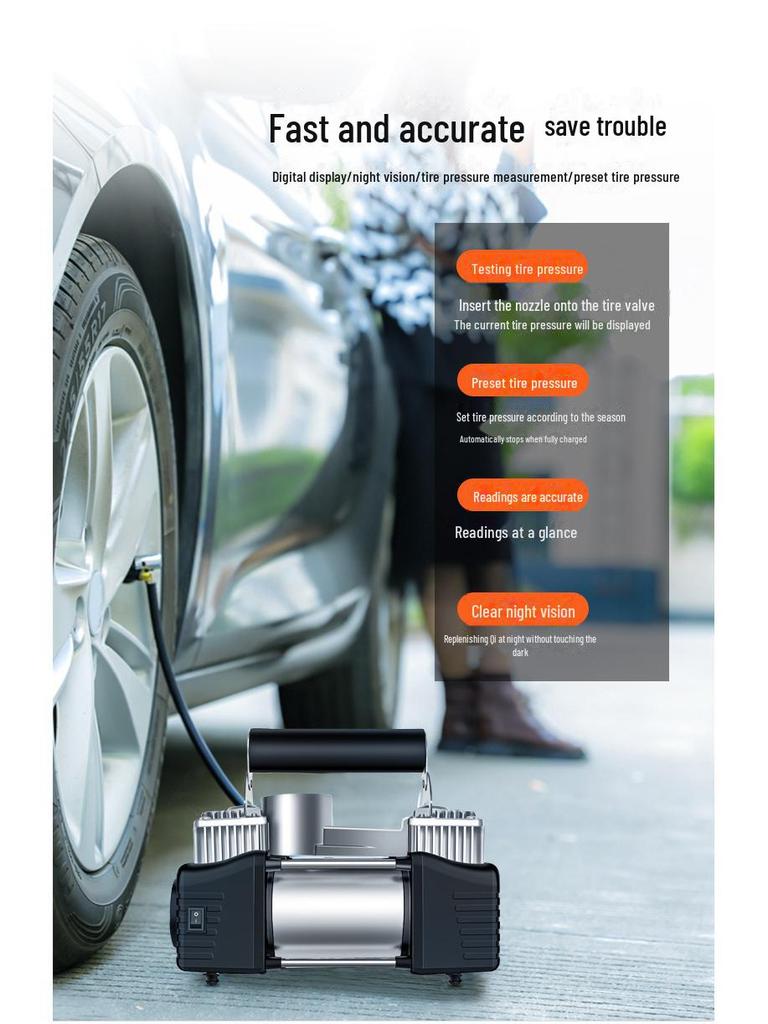 Portable Dual-Cylinder High-Power 12V Car Tire Air Pump