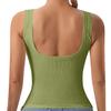 Women's Square Neck Built-in Pads Tank Top Slim Fit Versatile Cami