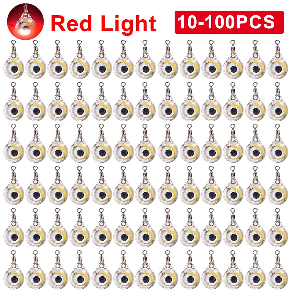 1-100PCS LED Attracting Fish Light Eye Shape Luminous Fish Lamp Lure Deep Drop Colorful Electronic Underwater Squid Fishing Bait