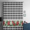 Christmas Poinsettia Berries Sheer Curtains For Kids Bedroom Living Room Voile Curtains Xmas Kitchen Tulle Curtain