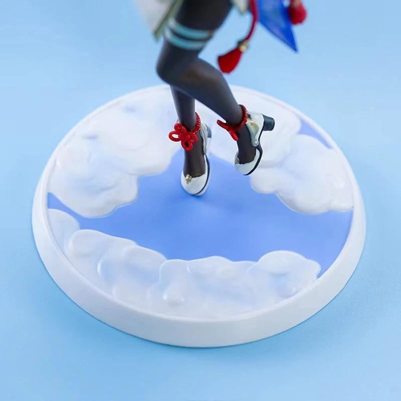 23CM Anime Ganyu Spiele Genshin Impact Actionfigur Uhr Der Mond Shouyue Schwarze Seide Stehend Paimon Modell Spielzeug Sammlerpuppe