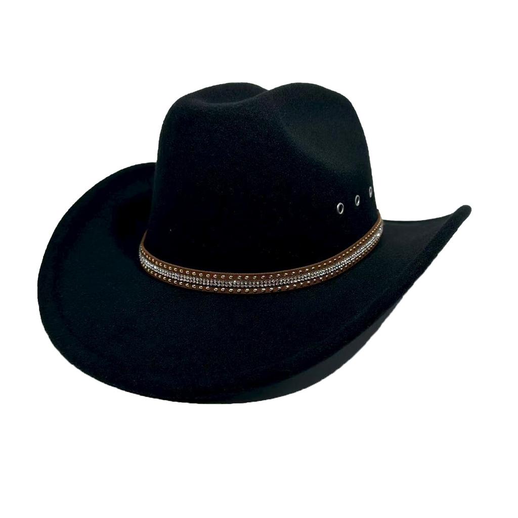 European And American Classic Western Cowboy Hat Woolen Big Brim Men'S And Women'S Knight Hat Outdoor Hat Sunshade Sunscreen Top Hat