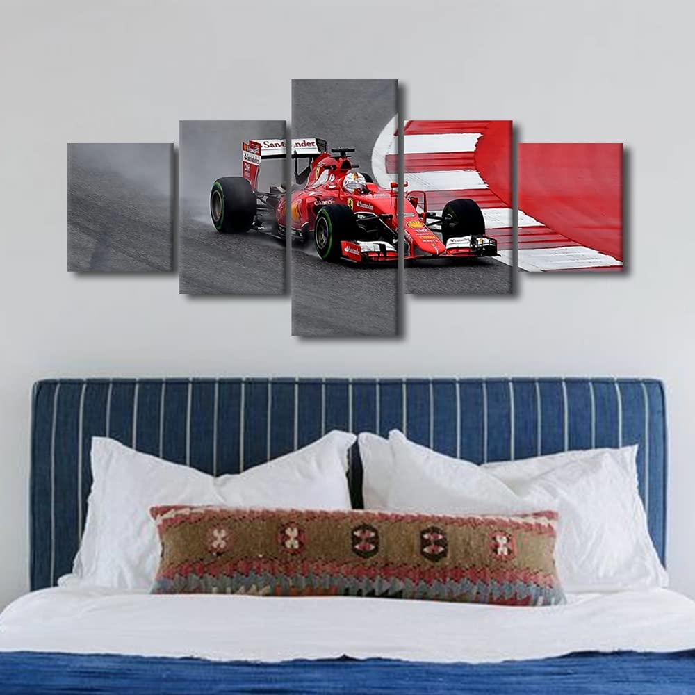 5Pcs Rustic F1 Racing Car House Paitings Sports Car Wall Art Poster Home Decor 5 Panel Room Decor Modern Abstract Paintings