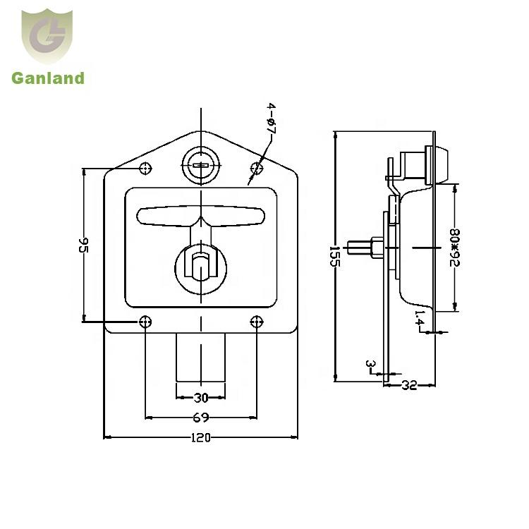 GL-12130 Folding T Handle Latch Lock Waterproof Key Hot Selling Recessed Control for Toolbox Cabinets Vehicles Cheap Price
