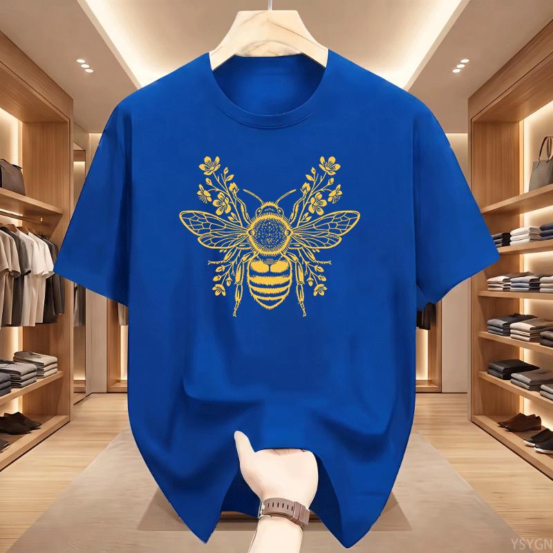 Botanical Bee TShirt Bee Lover Gift Floral Bee Tee Honey Nature Lover Printed Tshirts Unisex Summer Cotton Casual T Shirt