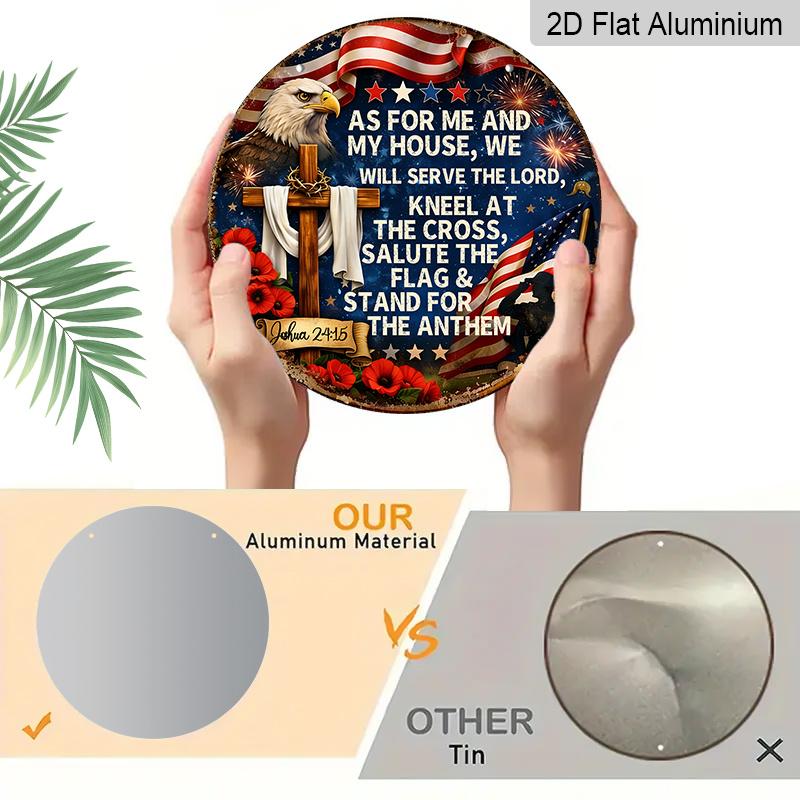 2D flat 1pc aluminum pendant, commemorating American Veterans Day, cross style, size 7.87 inches x 7.87 inches, suitable for patriotic decorations