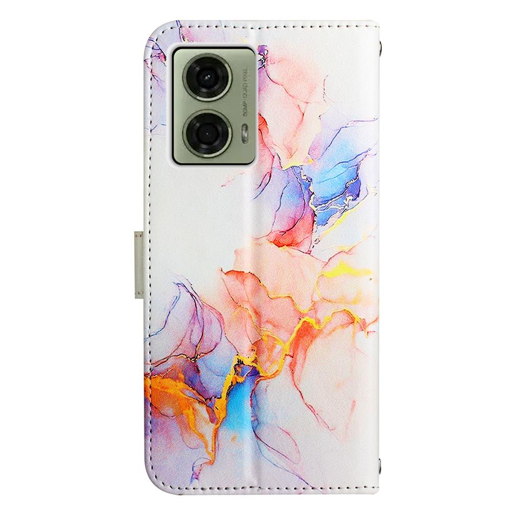 For Motorola Moto E14 4G/G04 4G/G04s 4G/G24 4G Case with Strap Marble Pattern Leather Phone Cover Card Holder