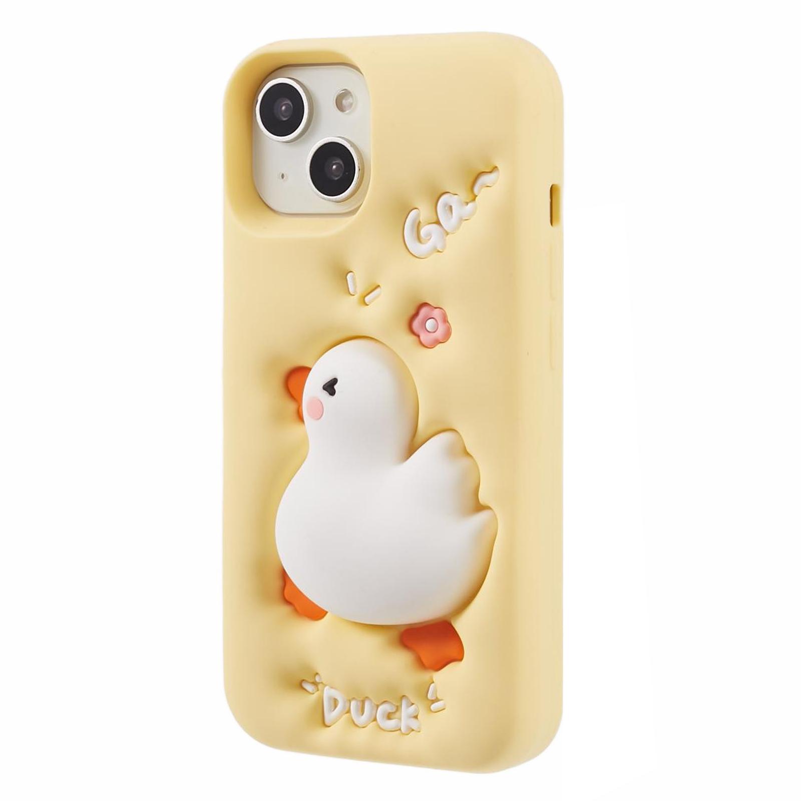 

For iPhone 13 Silicone Case 3D Cartoon Duck Pattern Anti-scratch Phone Cover A