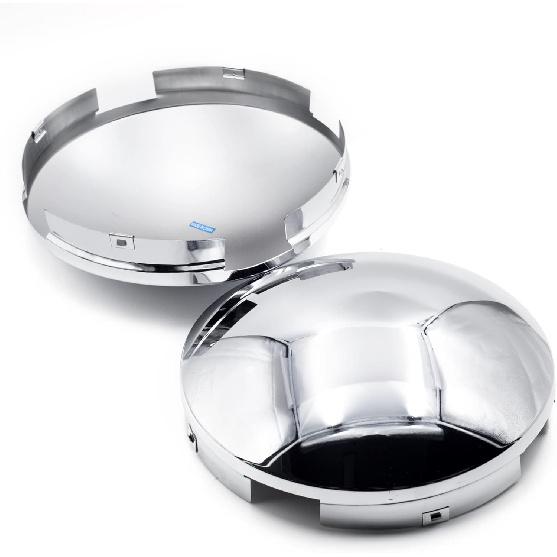 Semi Truck Hub Covers 8.9" Dome Style Hub Caps 4 Even Notched Chrome Mirror Finish Semi Hub Cap Covers for Rear Semi Truck Wheels, 1 PC