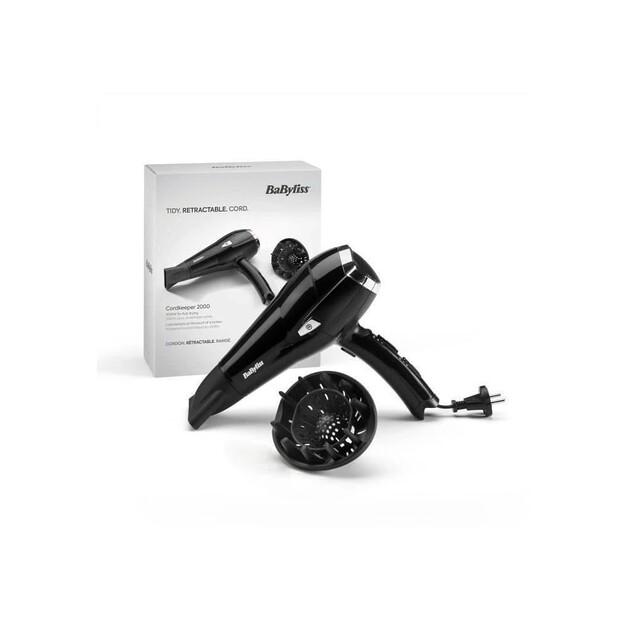 Фен BaByliss D374DE Cordkeeper 2000 schwarz/silber