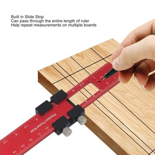 160mm Aluminum Alloy Woodworking Ruler, Scribing Ruler, Precision Track, Marking Ruler with Slide Stop