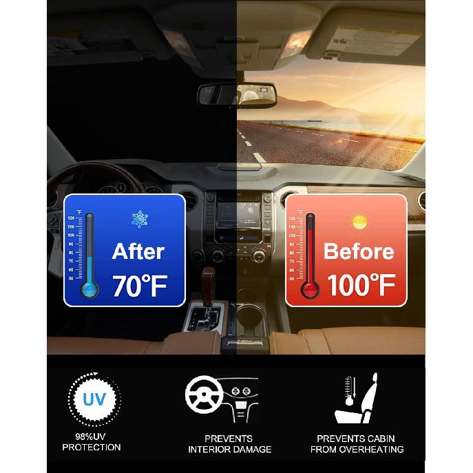 2025 Upgrade Front Windshield Sunshade Fit For Toyota Tundra 2007- Reflector Foldable Car Shade Automotive Windshield Sunshades Toyota Tundra