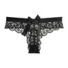 Sexy Transparent Lace Lady Thong Solid Color Women's Underwear Buttocks Big Bow Decoration T-back Temptation Mesh Female T-pants